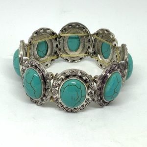 Vintage Oval Turquoise Accents StretchableBracelet
